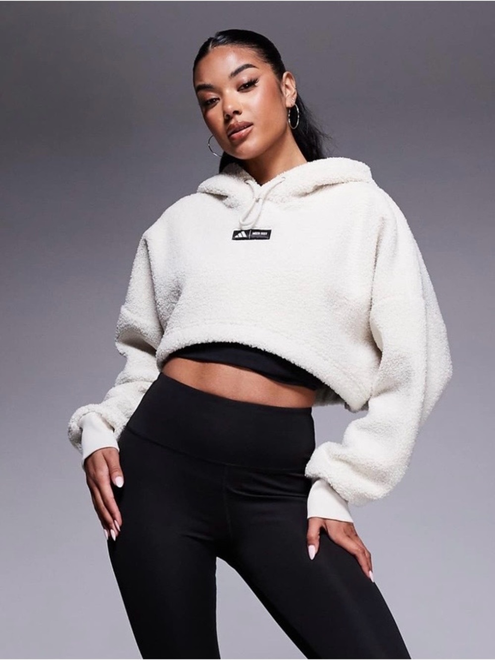 Moon Boot Cropped Sherpa Hoodie in Off-White